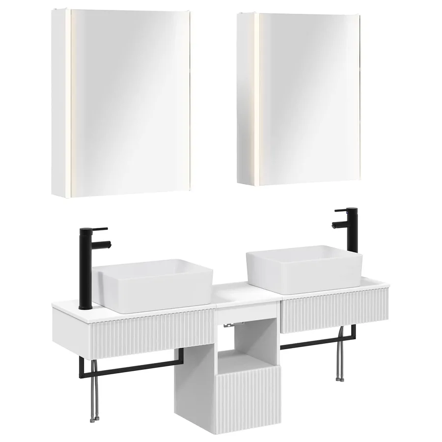 Ensemble d'armoire de salle de bain 5 pcs Blanc - 2