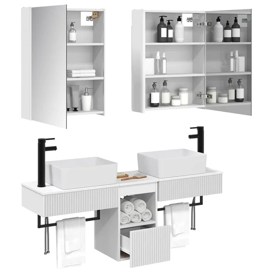 Ensemble d'armoire de salle de bain 5 pcs Blanc - 3