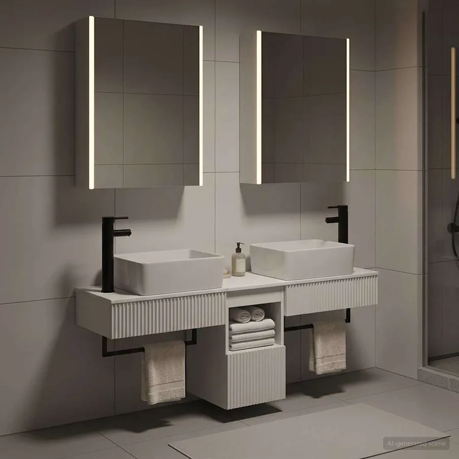 Ensemble d'armoire de salle de bain 5 pcs Blanc - 4
