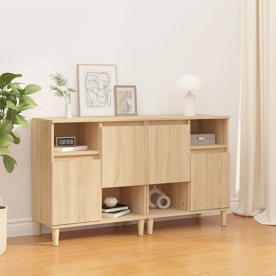 Buffets 2 pcs chêne sonoma 60x35x70 cm bois d'ingénierie