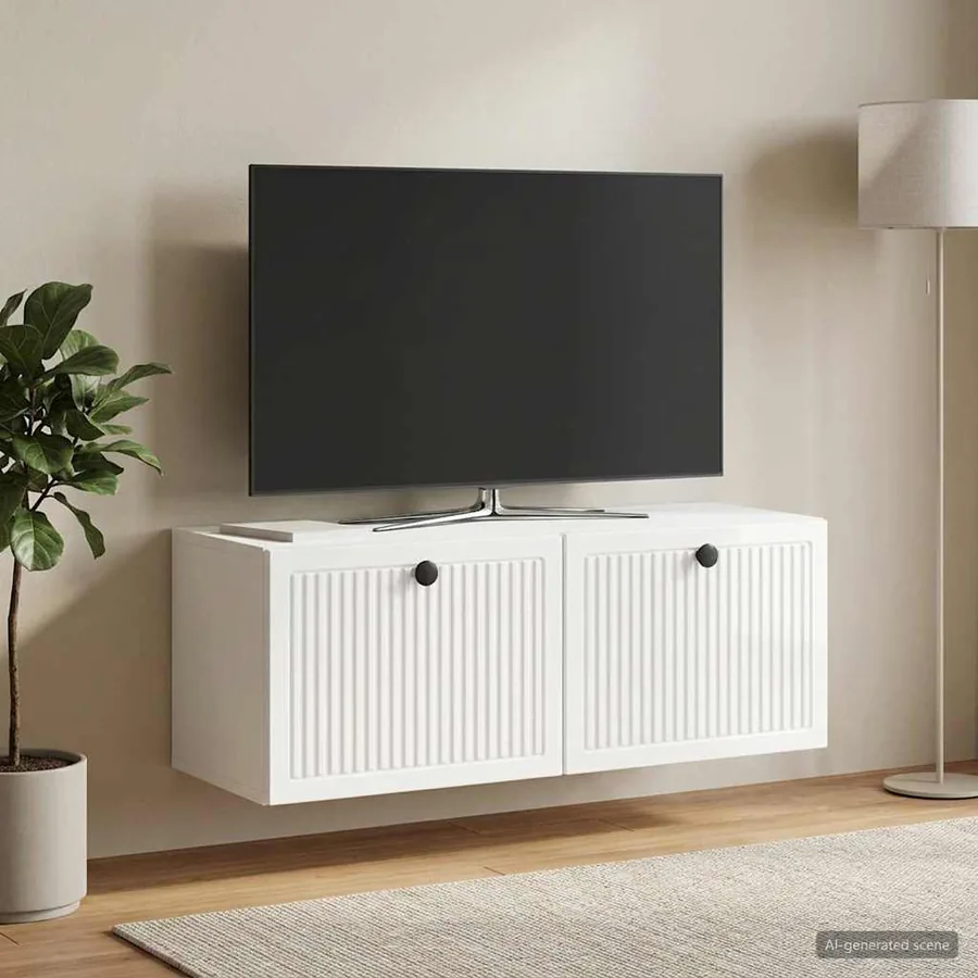 Meuble TV mural Montage mural Blanc brillant 78,5 x 31 x 30 cm