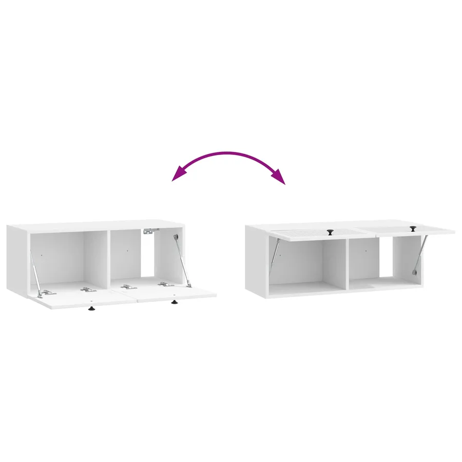 Meuble TV mural Montage mural Blanc brillant 78,5 x 31 x 30 cm - 10