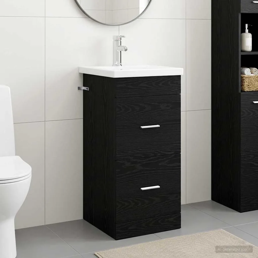 Meuble de salle de bain avec évier Chêne noir 42 x 40 x 84,5 cm