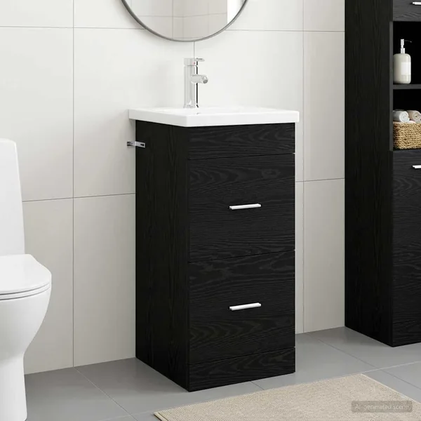 Meuble de salle de bain avec évier Chêne noir 42 x 40 x 84,5 cm