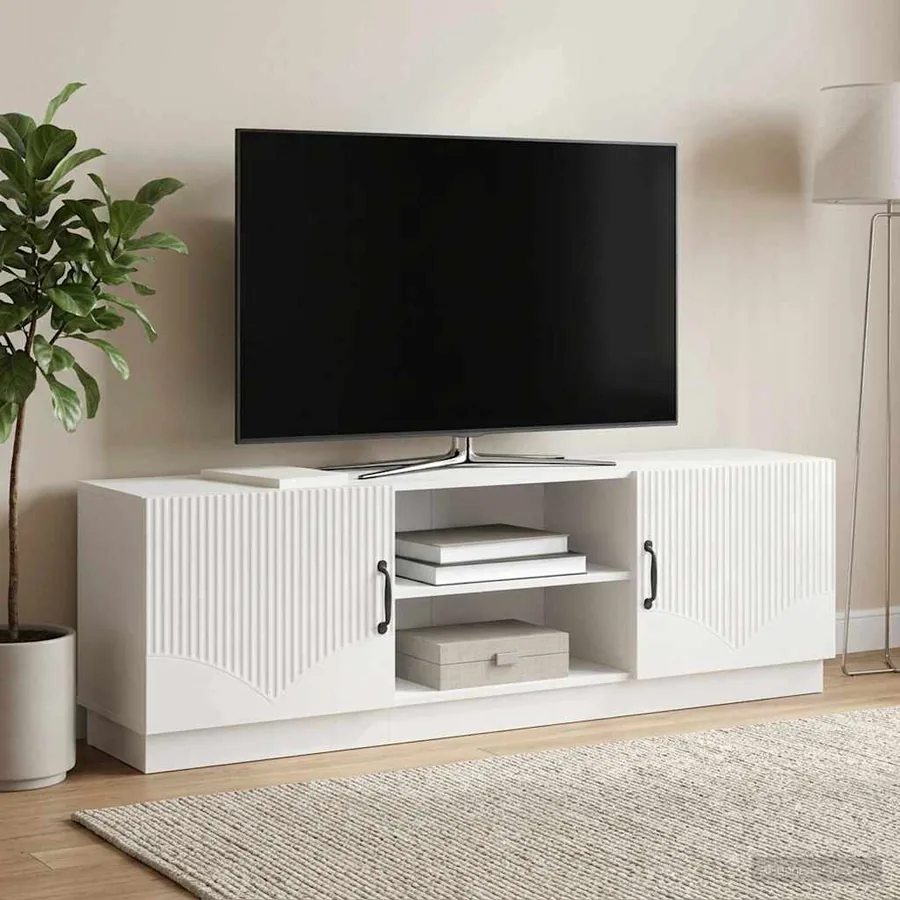 Meuble TV Blanc brillant 150 x 31 x 47 cm Bois d'ingénierie