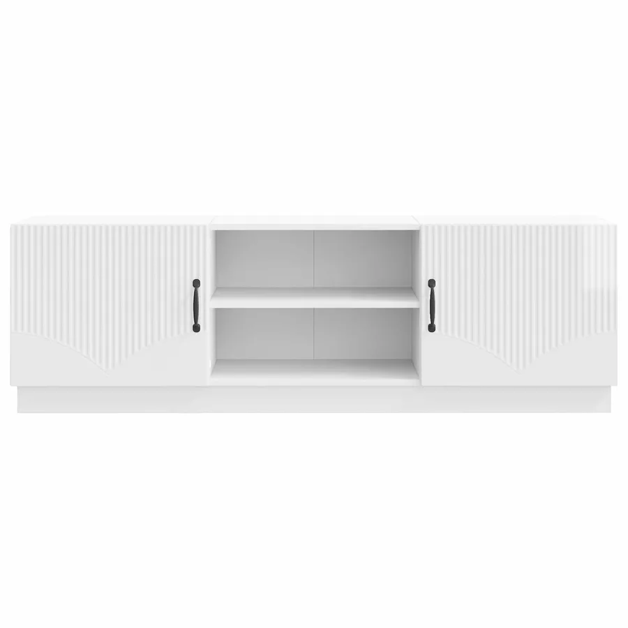 Meuble TV Blanc brillant 150 x 31 x 47 cm Bois d'ingénierie - 6