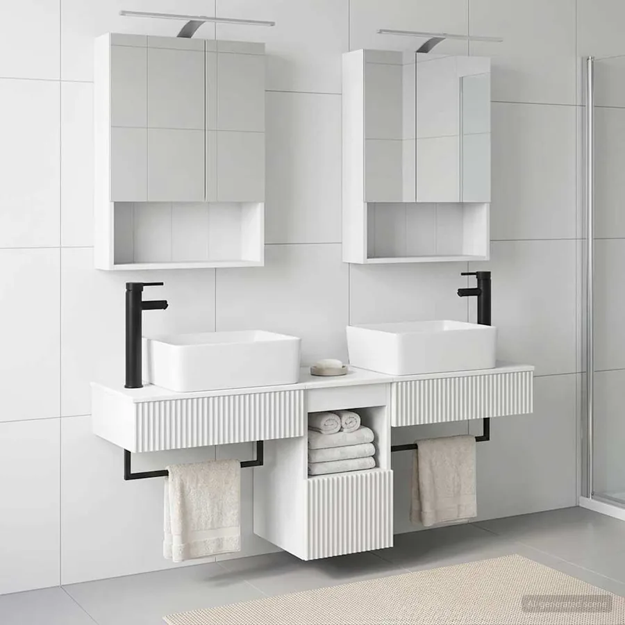 Ensemble d'armoire de salle de bain 5 pcs Blanc
