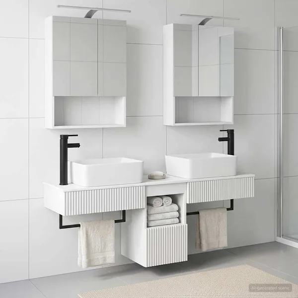 Ensemble d'armoire de salle de bain 5 pcs Blanc