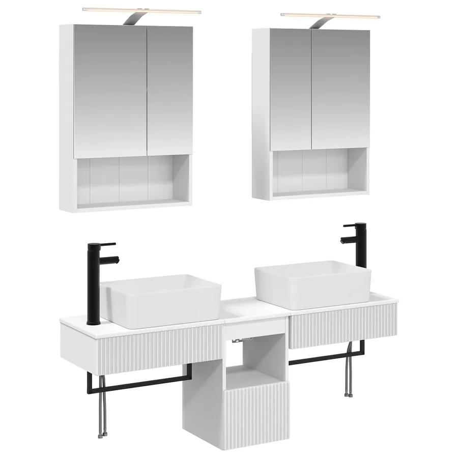 Ensemble d'armoire de salle de bain 5 pcs Blanc - 2