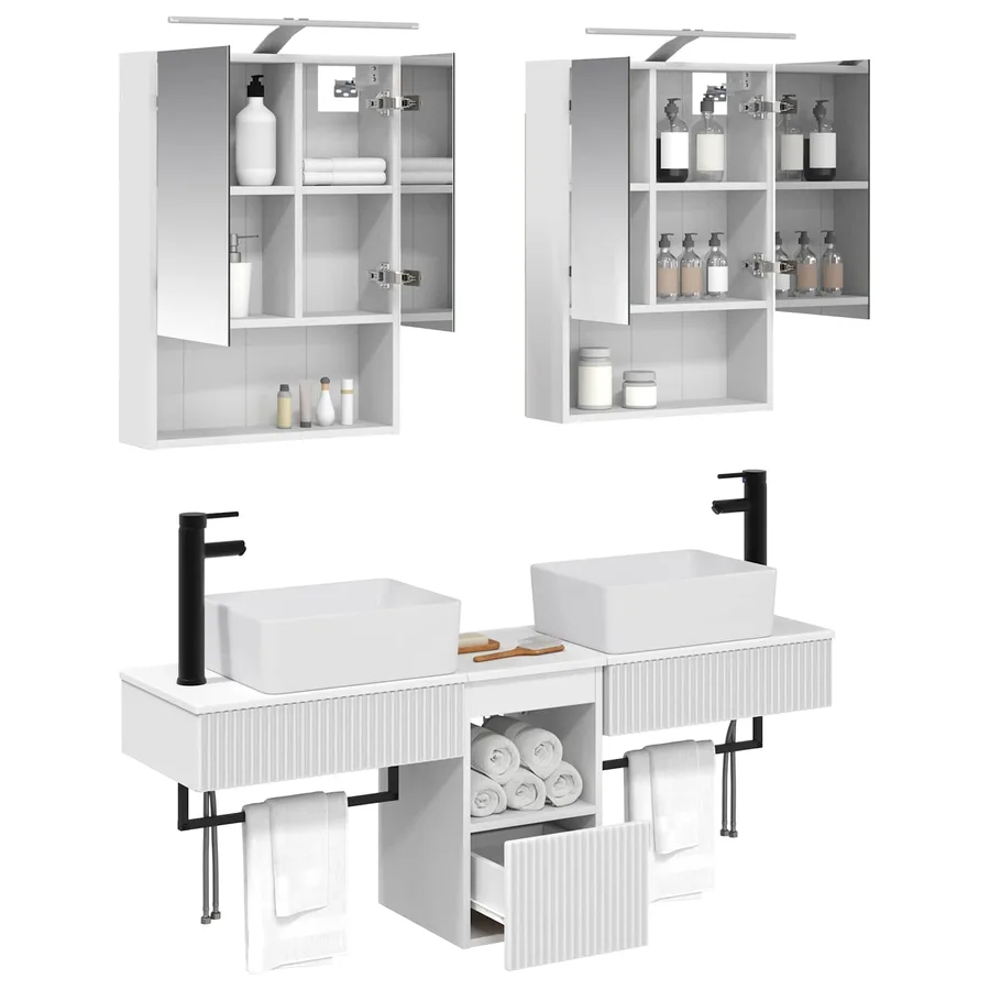Ensemble d'armoire de salle de bain 5 pcs Blanc - 3
