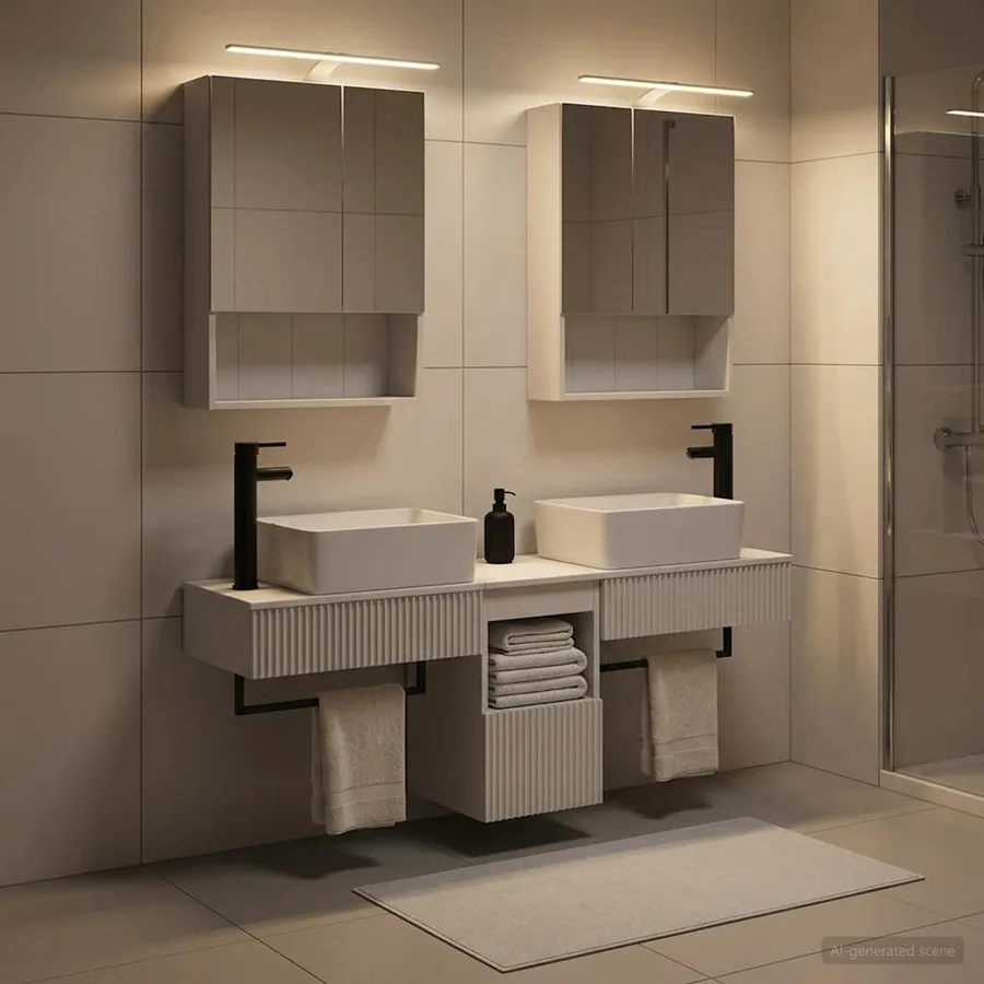 Ensemble d'armoire de salle de bain 5 pcs Blanc - 4