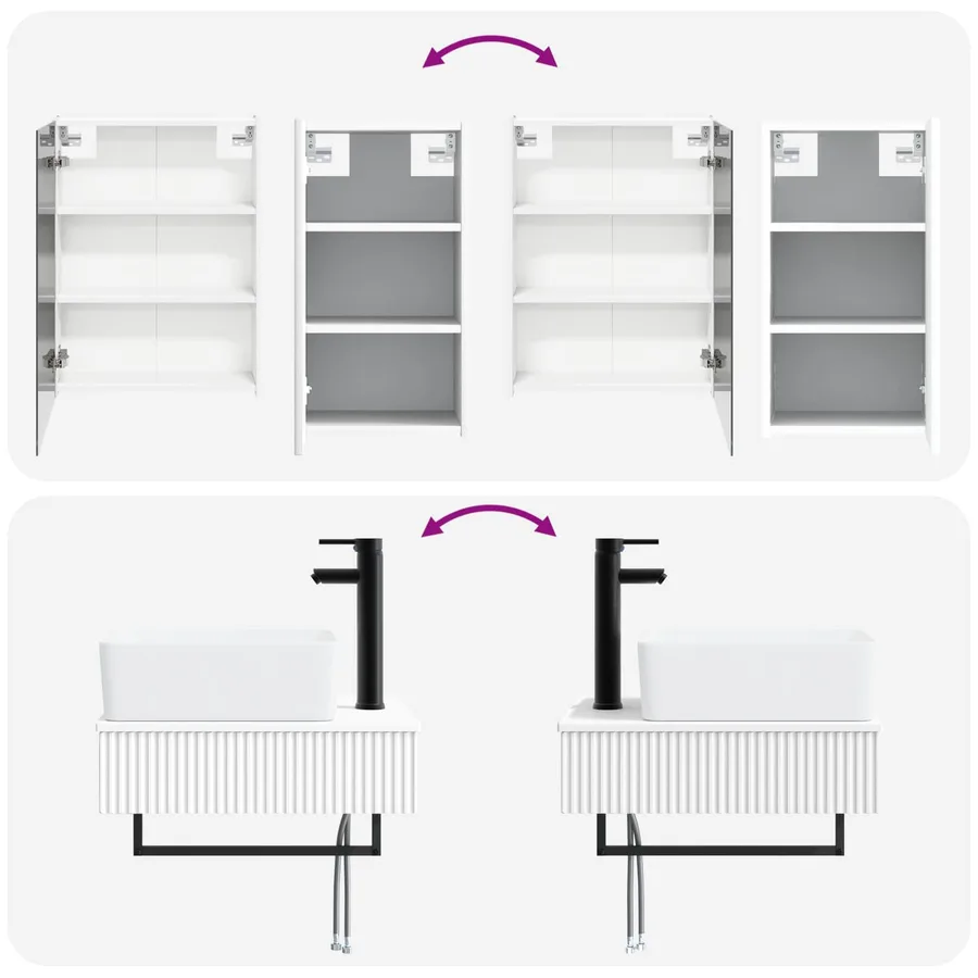 Ensemble de mobilier de salle de bain 5 pcs Blanc - 14