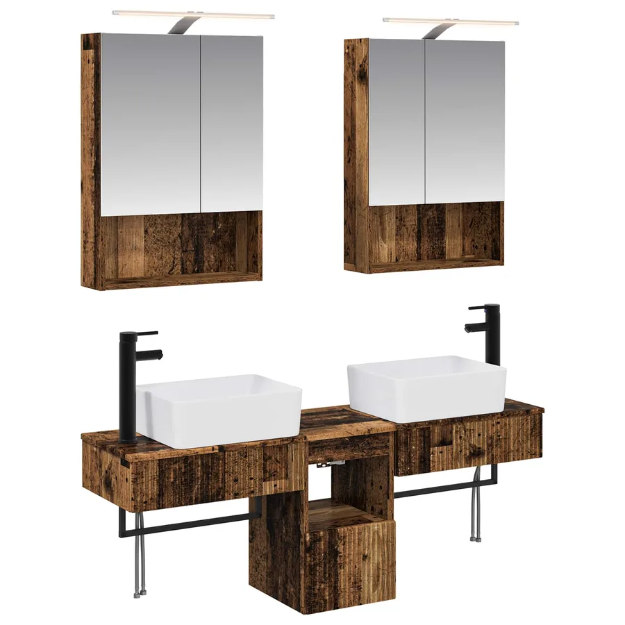 Ensemble d'armoire de salle de bain 5 pcs Bois ancien - 2