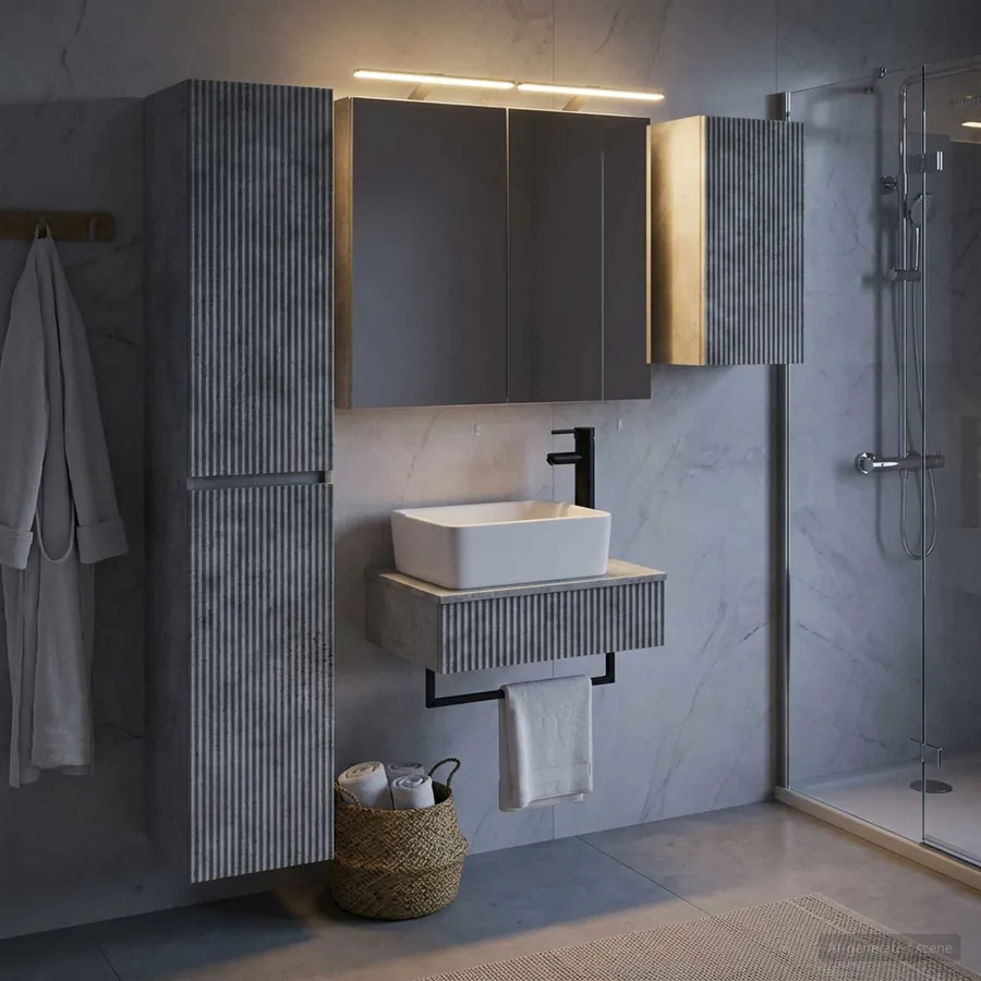 Ensemble de mobilier de salle de bain 5 pcs Gris béton