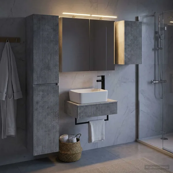 Ensemble de mobilier de salle de bain 5 pcs Gris béton
