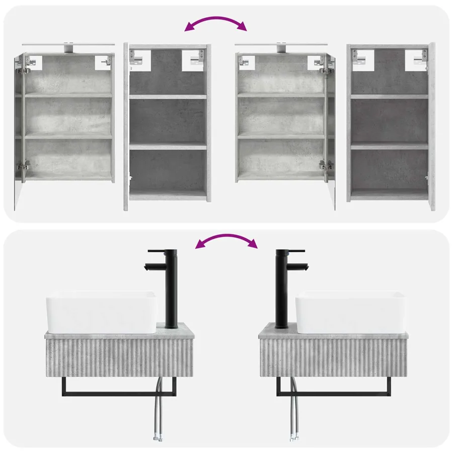 Ensemble de mobilier de salle de bain 5 pcs Gris béton - 14