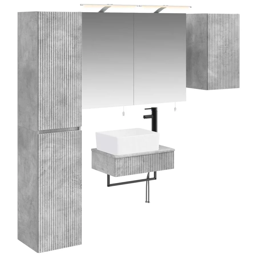 Ensemble de mobilier de salle de bain 5 pcs Gris béton - 2