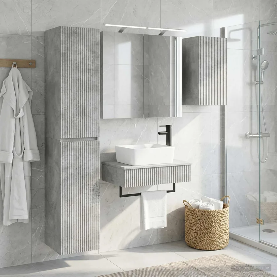 Ensemble de mobilier de salle de bain 5 pcs Gris béton - 4