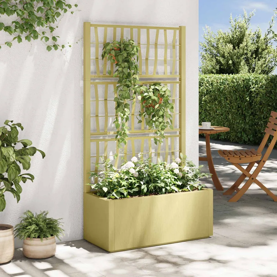 Bac à fleurs avec Treillis Vert 80 x 36 x 140 cm PP