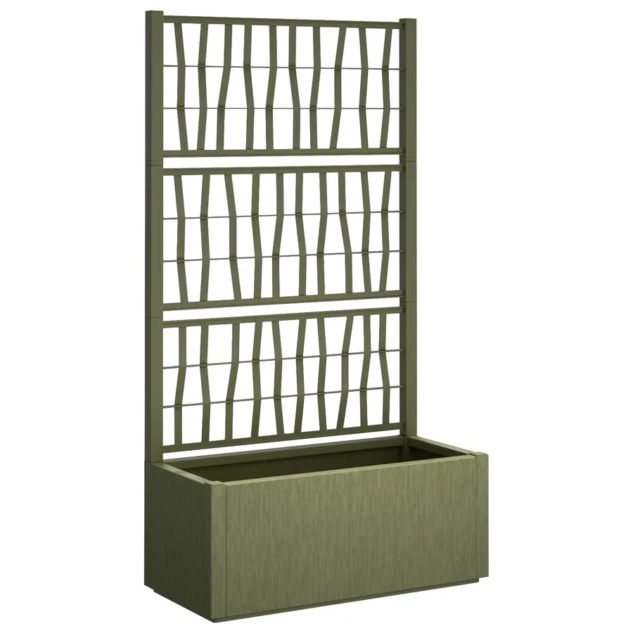 Bac à fleurs avec Treillis Vert 80 x 36 x 140 cm PP - 2