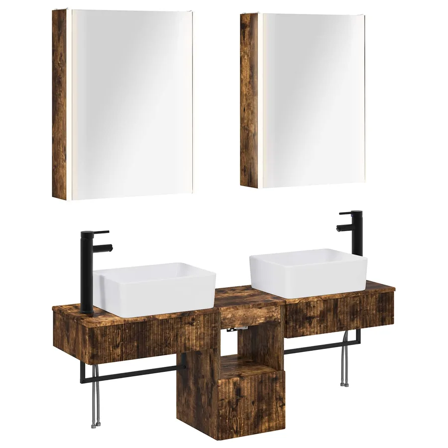 Ensemble d'armoire de salle de bain 5 pcs Chêne fumé - 2