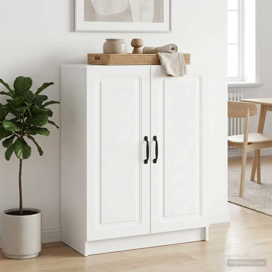 Buffet Blanc brillant 66 x 34,5 x 87 cm Bois d'ingénierie