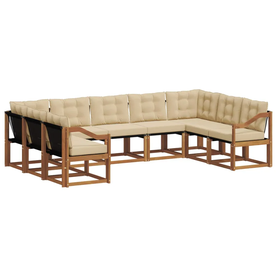 Ensemble de canapés d'extérieur 9 pcs Naturel et Beige - 2