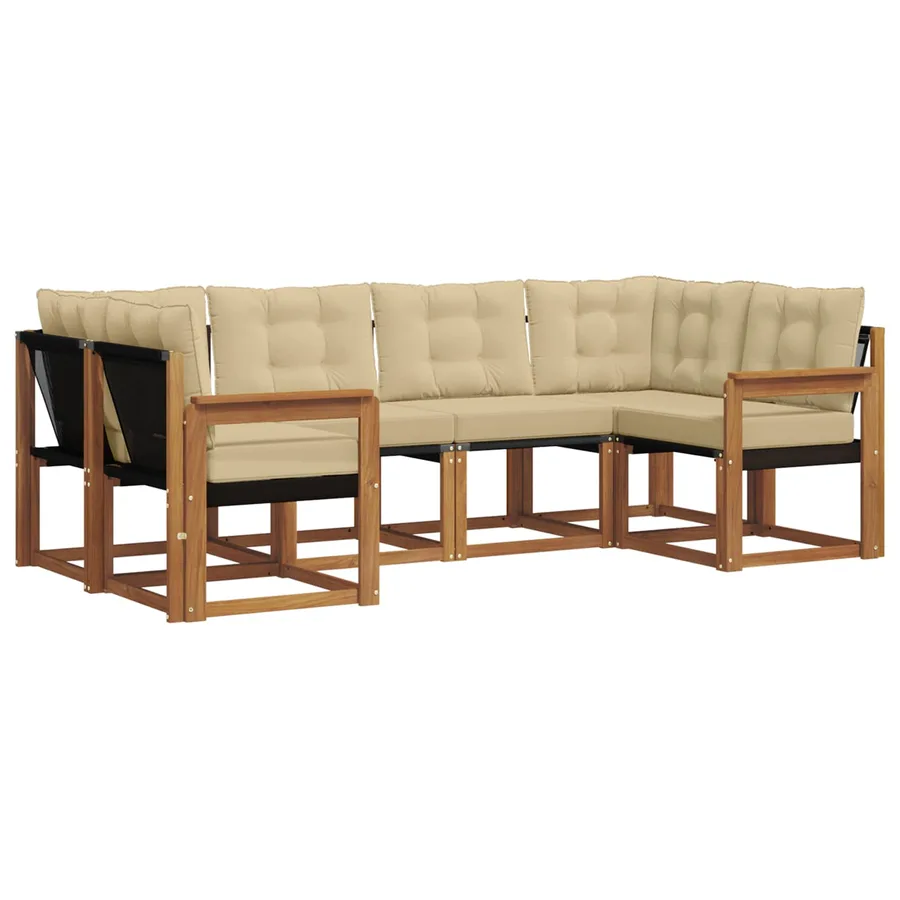 Ensemble de canapés d'extérieur 6 pcs Naturel et Beige - 2
