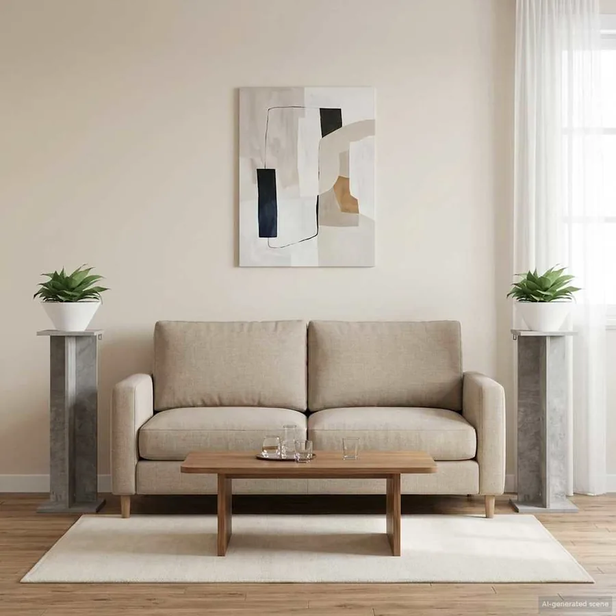 Support de Plante 2 pc Gris Béton 25 x 25,5 x 80,5 cm