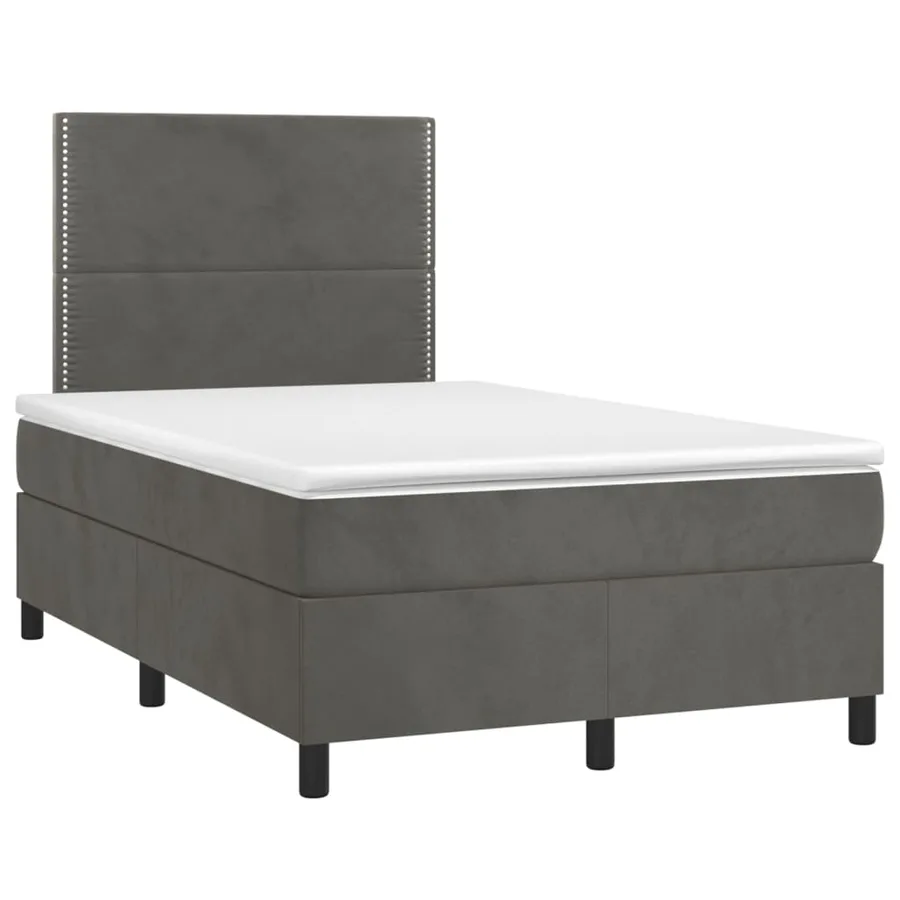 Sommier à lattes de lit matelas et LED Gris foncé 120x200 cm - 3
