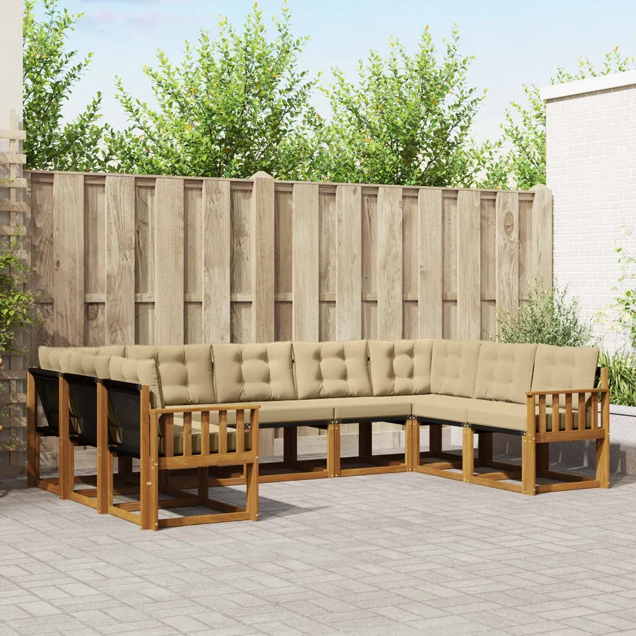 Ensemble de canapés d'extérieur 9 pcs Naturel et Beige