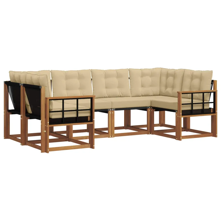Ensemble de canapés d'extérieur 6 pcs Naturel et Beige - 2