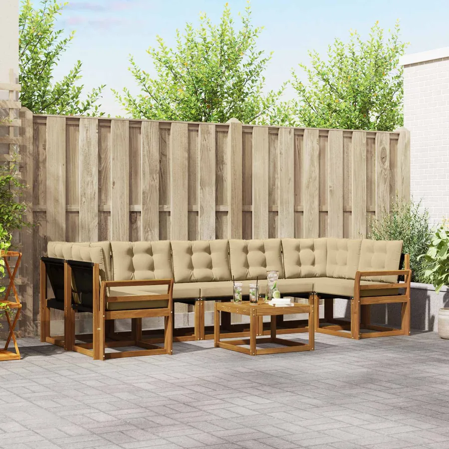 Ensemble de canapés d'extérieur 8 pcs Naturel et Beige