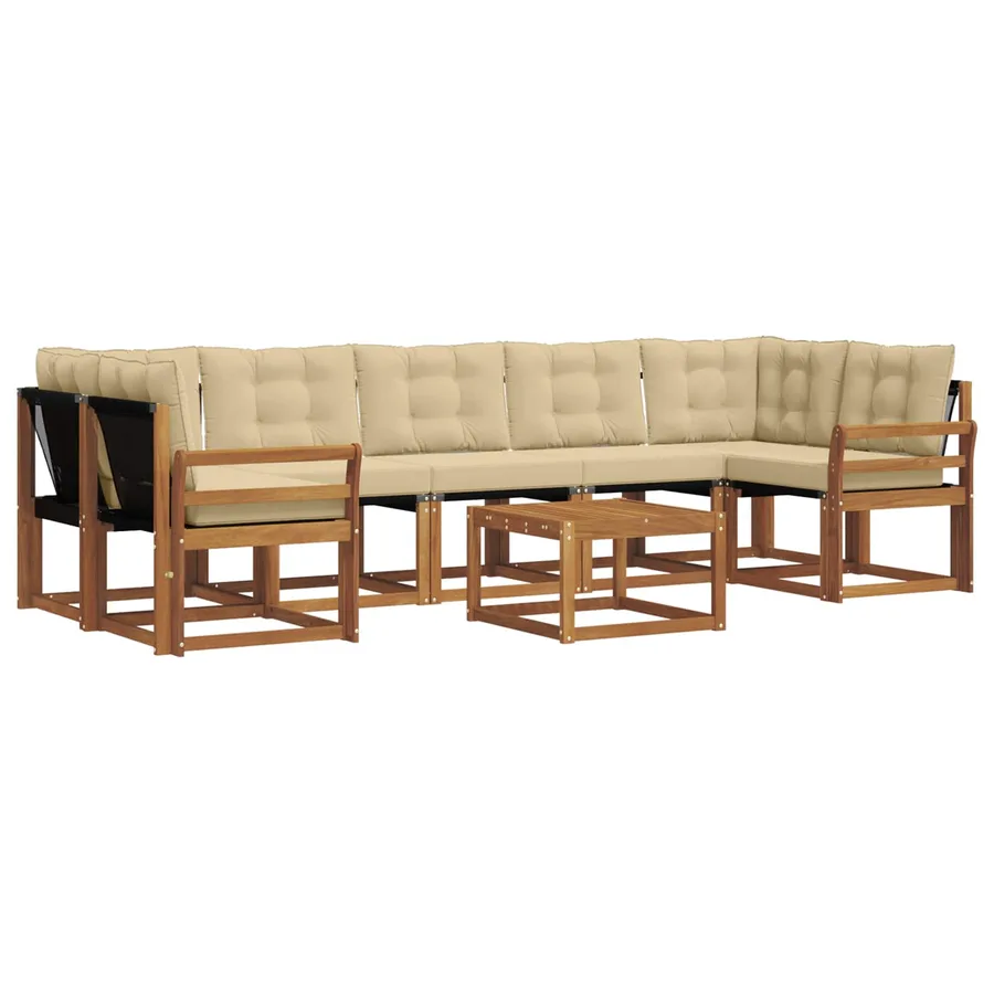 Ensemble de canapés d'extérieur 8 pcs Naturel et Beige - 2