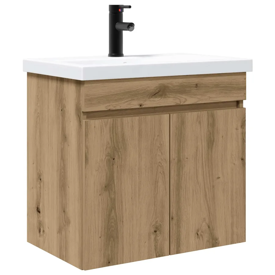 Meuble de salle de bain avec robinet Chêne artisanal - 2