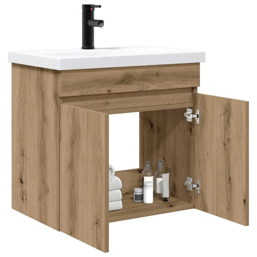 Meuble de salle de bain avec robinet Chêne artisanal - 3