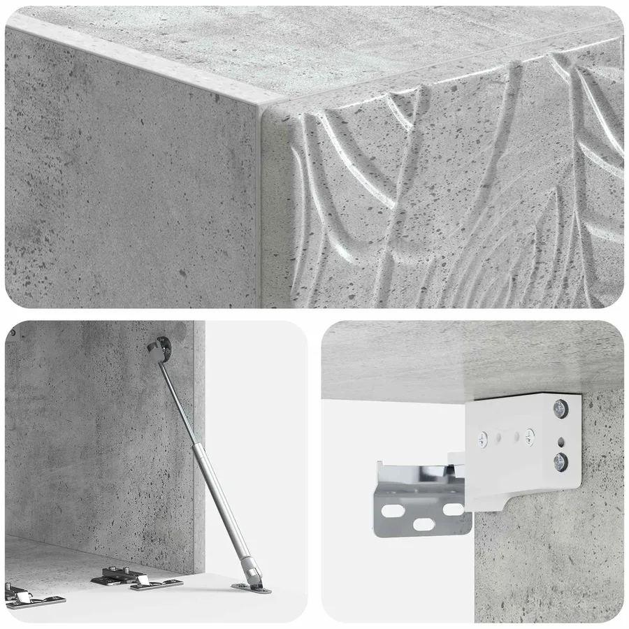 Meuble TV mural 98 x 31 cm Gris béton Bois d'ingénierie - 8