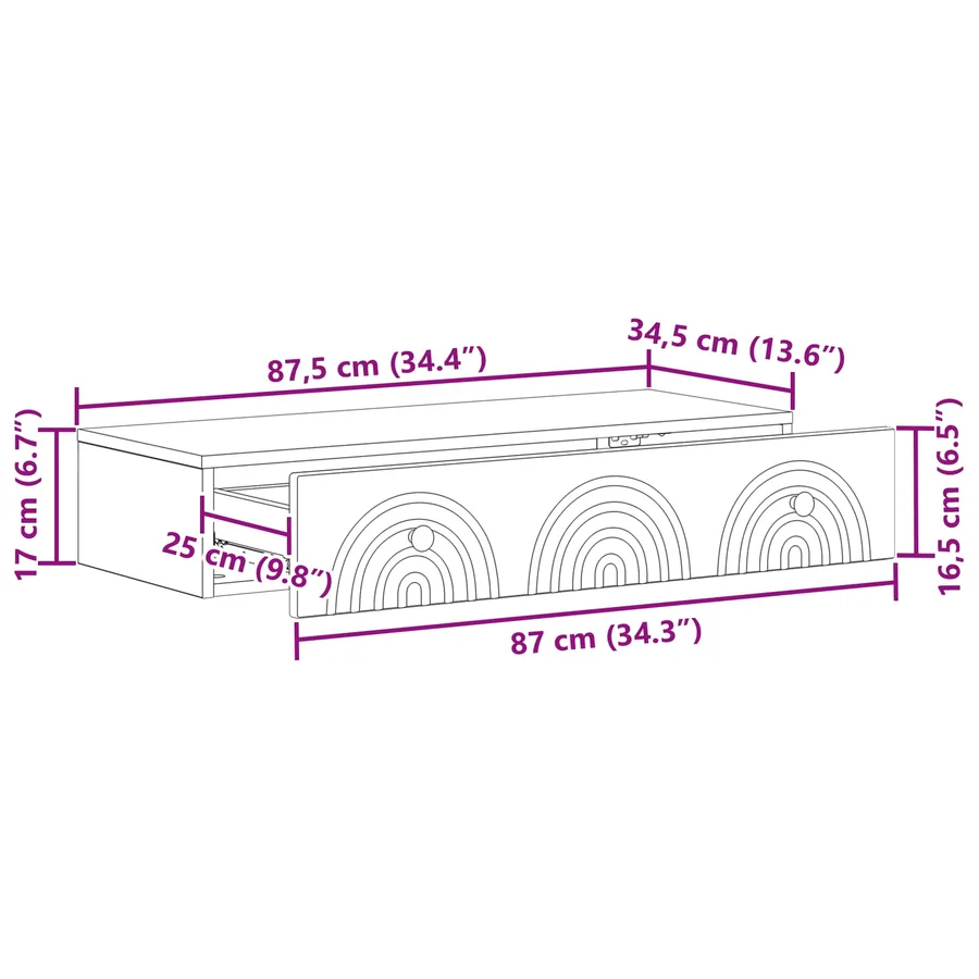 Table d'appoint murale Sonoma gris 87,5 x 34,5 x 17 cm - 9