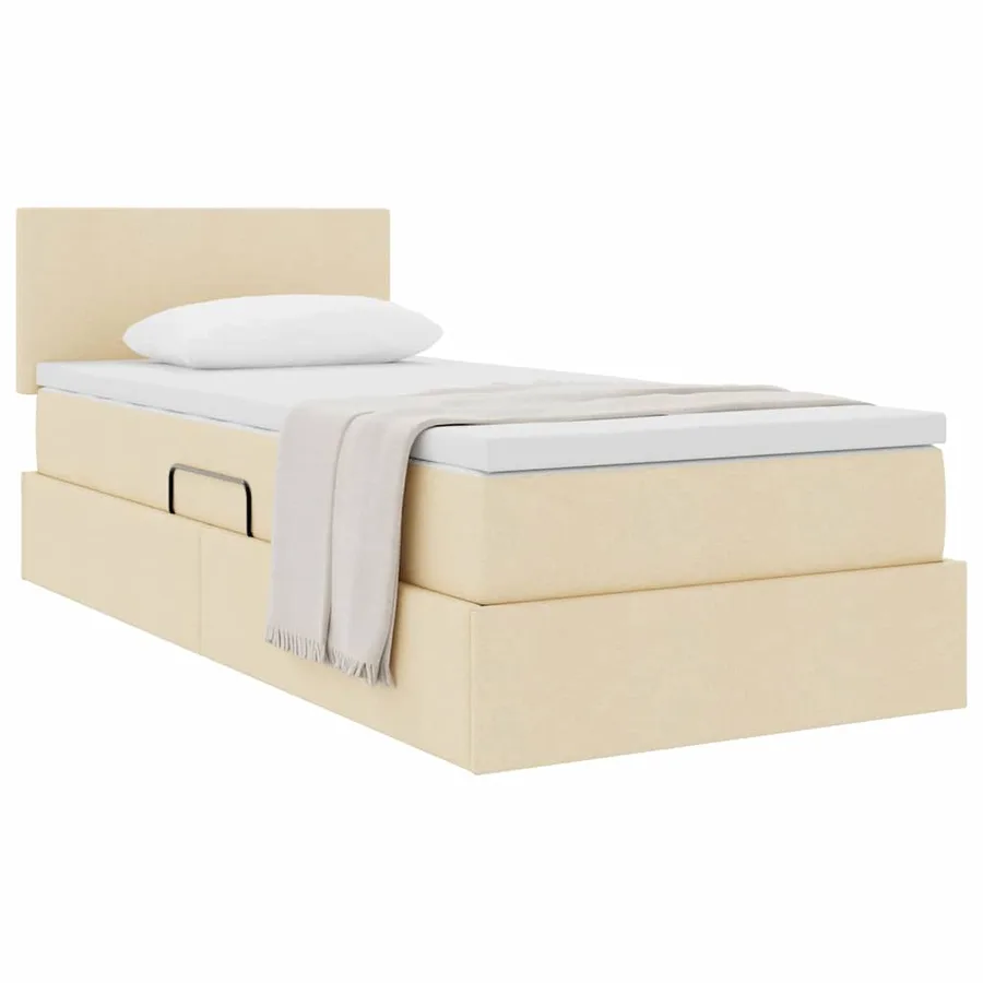 Lit avec rangement et matelas avec matelas Crème 90 x 200 cm - 3