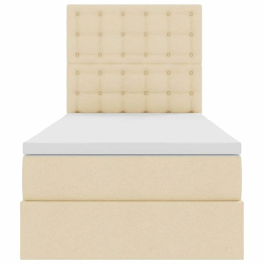 Lit avec rangement et matelas Crème 90 x 200 cm tissu - 7