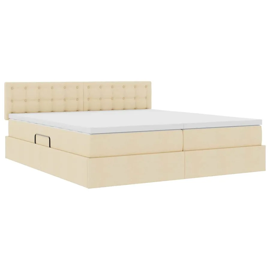 Lit de Rangement Crème 180 x 200 cm Cuir synthétique - 5