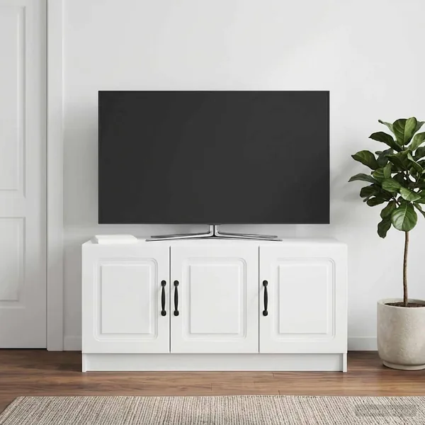 Meuble TV Blanc brillant 99 x 34,5 x 47 cm Bois d'ingénierie