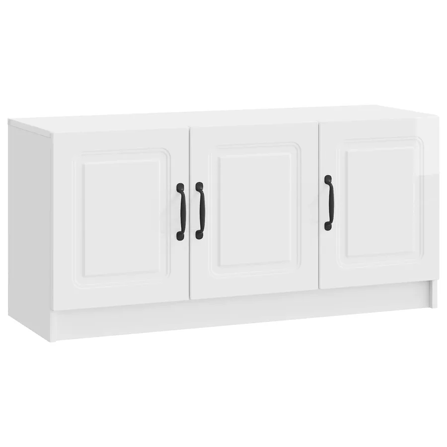 Meuble TV Blanc brillant 99 x 34,5 x 47 cm Bois d'ingénierie - 2
