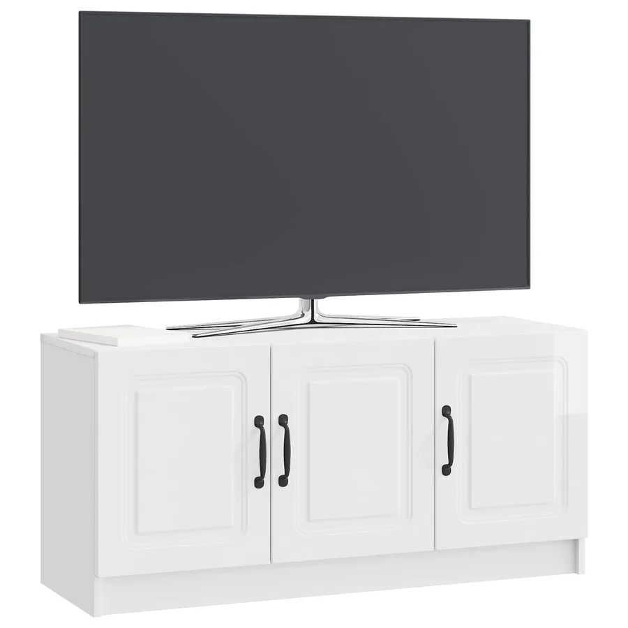 Meuble TV Blanc brillant 99 x 34,5 x 47 cm Bois d'ingénierie - 3