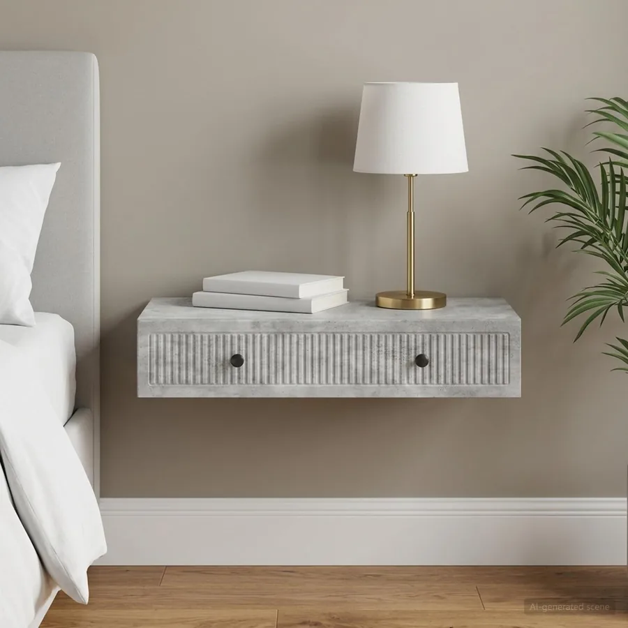 Table d'appoint murale Gris béton 87,5 x 34,5 x 17 cm