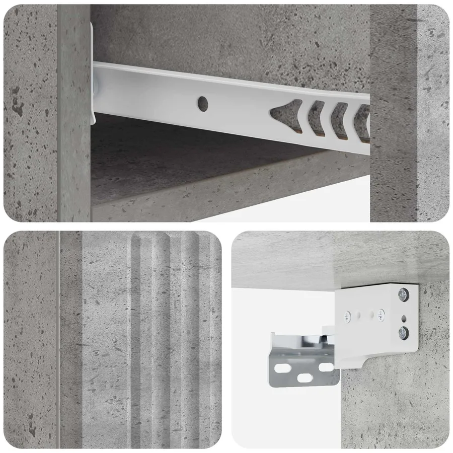 Table d'appoint murale Gris béton 87,5 x 34,5 x 17 cm - 8