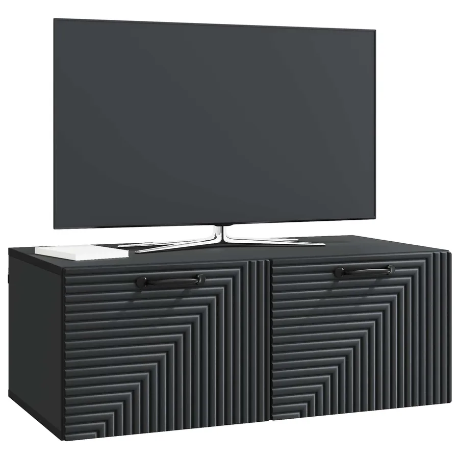 Meuble TV mural Noir 78,5 x 41 x 30 cm Bois d'ingénierie - 3