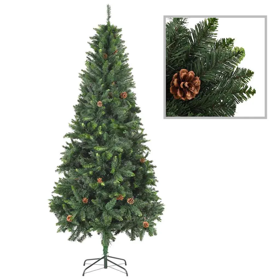 Arbre de Noël artificiel pré-éclairé/boules pommes de pin 210cm - 2