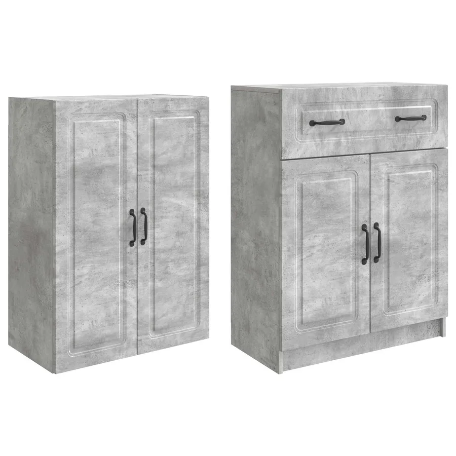 Ensemble de Meubles 2 pcs Gris béton Bois d'ingénierie - 4