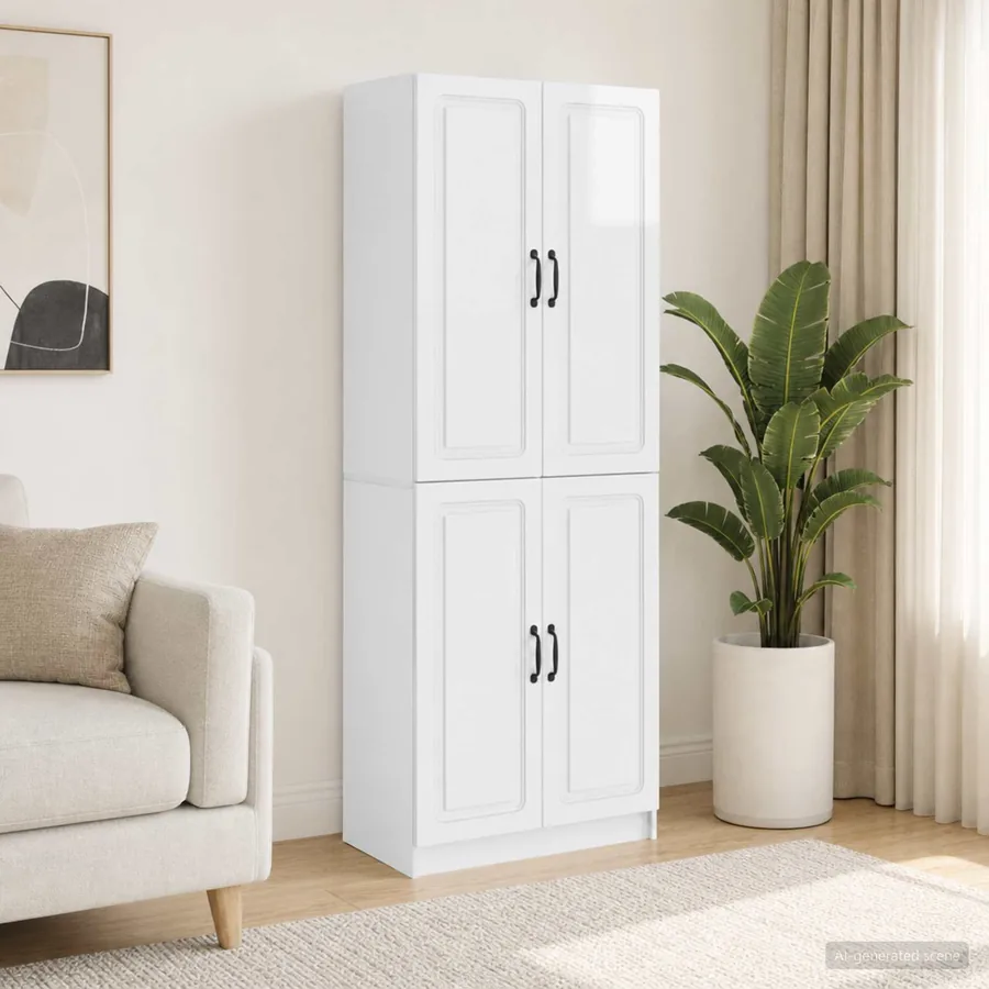 Ensemble de Meubles 2 pcs Blanc brillant Bois d'ingénierie